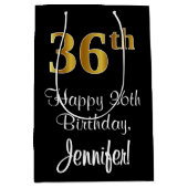 Luxe, Elegant, Faux Gold Look 36e verjaardag Medium Cadeauzakje (Voorkant)
