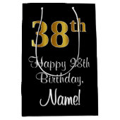 Luxe, Elegant, Faux Gold Look 38ste verjaardag Medium Cadeauzakje (Voorkant)