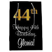 Luxe, Elegant, Faux Gold Look 44e verjaardag Medium Cadeauzakje (Voorkant)