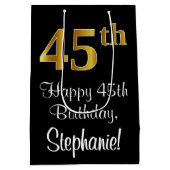 Luxe, Elegant, Faux Gold Look 45e verjaardag Medium Cadeauzakje (Achterkant)