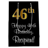 Luxe, Elegant, Faux Gold Look 46e verjaardag Medium Cadeauzakje (Achterkant)