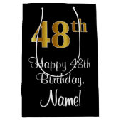 Luxe, Elegant, Faux Gold Look 48ste verjaardag Medium Cadeauzakje (Voorkant)