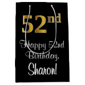 Luxe, Elegant, Faux Gold Look 52e verjaardag Medium Cadeauzakje (Voorkant)