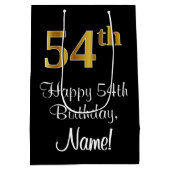 Luxe, Elegant, Faux Gold Look 54e verjaardag Medium Cadeauzakje (Achterkant)