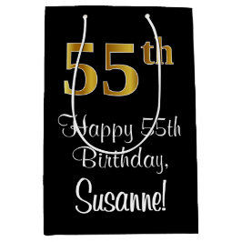 Luxe, Elegant, Faux Gold Look 55e verjaardag Medium Cadeauzakje