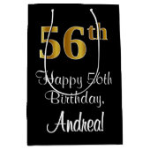 Luxe, Elegant, Faux Gold Look 56e verjaardag Medium Cadeauzakje (Voorkant)