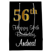 Luxe, Elegant, Faux Gold Look 56e verjaardag Medium Cadeauzakje (Achterkant)