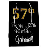 Luxe, Elegant, Faux Gold Look 57e verjaardag Medium Cadeauzakje (Voorkant)