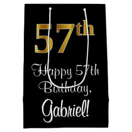 Luxe, Elegant, Faux Gold Look 57e verjaardag Medium Cadeauzakje
