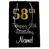 Luxe, Elegant, Faux Gold Look 58ste verjaardag Medium Cadeauzakje (Voorkant)