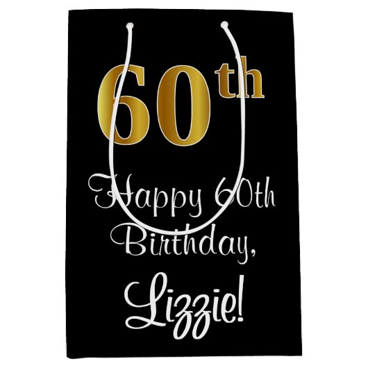 Luxe, Elegant, Faux Gold Look 60ste verjaardag Medium Cadeauzakje