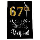 Luxe, Elegant, Faux Gold Look 67e verjaardag Medium Cadeauzakje (Voorkant)