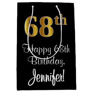 Luxe, Elegant, Faux Gold Look 68ste verjaardag Medium Cadeauzakje
