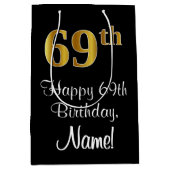 Luxe, Elegant, Faux Gold Look 69e verjaardag Medium Cadeauzakje (Voorkant)