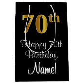 Luxe, Elegant, Faux Gold Look 70ste verjaardag Medium Cadeauzakje (Voorkant)