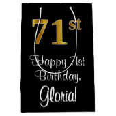 Luxe, Elegant, Faux Gold Look 71e verjaardag Medium Cadeauzakje (Voorkant)