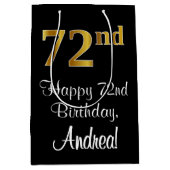 Luxe, Elegant, Faux Gold Look 72e verjaardag Medium Cadeauzakje (Voorkant)