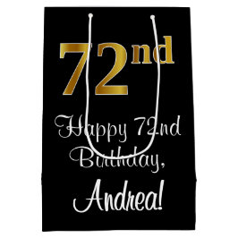Luxe, Elegant, Faux Gold Look 72e verjaardag Medium Cadeauzakje