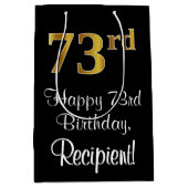 Luxe, Elegant, Faux Gold Look 73e verjaardag Medium Cadeauzakje (Voorkant)