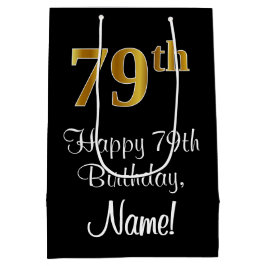 Luxe, Elegant, Faux Gold Look 79e verjaardag Medium Cadeauzakje