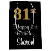 Luxe, Elegant, Faux Gold Look 81e verjaardag Medium Cadeauzakje (Voorkant)