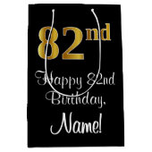 Luxe, Elegant, Faux Gold Look 82e verjaardag Medium Cadeauzakje (Voorkant)