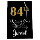 Luxe, Elegant, Faux Gold Look 84e verjaardag Medium Cadeauzakje (Voorkant)