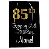 Luxe, Elegant, Faux Gold Look 85e verjaardag Medium Cadeauzakje (Voorkant)