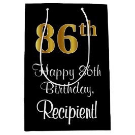 Luxe, Elegant, Faux Gold Look 86e verjaardag Medium Cadeauzakje