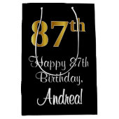 Luxe, Elegant, Faux Gold Look 87e verjaardag Medium Cadeauzakje (Voorkant)