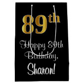 Luxe, Elegant, Faux Gold Look 89e verjaardag Medium Cadeauzakje (Achterkant)