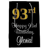 Luxe, Elegant, Faux Gold Look 93e verjaardag Medium Cadeauzakje (Voorkant)