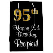 Luxe, Elegant, Faux Gold Look 95e verjaardag Medium Cadeauzakje (Voorkant)