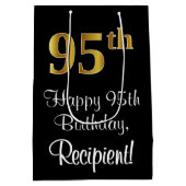 Luxe, Elegant, Faux Gold Look 95e verjaardag Medium Cadeauzakje (Achterkant)