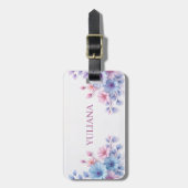 Luxe Elegant Floral Design: Pink Blue White Sophis Bagagelabel (Voorkant verticaal)