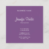 Luxe elegant Freehand Script Modern Paars Chic Vierkante Visitekaartje (Achterkant)