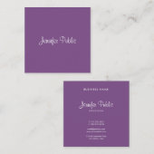 Luxe elegant Freehand Script Modern Paars Chic Vierkante Visitekaartje (Voorkant / Achterkant)