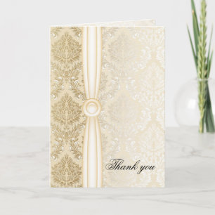 Luxe Elegant Gold Damask Dank u kaart