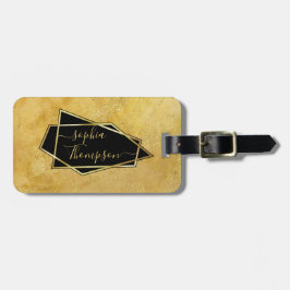 Luxe Elegant Gold Glitter Marble Script Bagagelabel