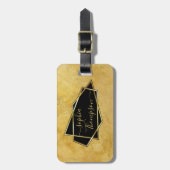 Luxe Elegant Gold Glitter Marble Script Bagagelabel (Voorkant verticaal)