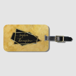 Luxe Elegant Gold Glitter Marble Script Bagagelabel