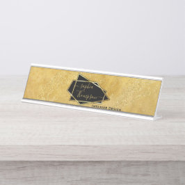 Luxe Elegant Gold Glitter Marble Script Bureau Naambordje