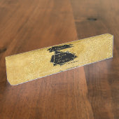 Luxe Elegant Gold Glitter Marble Script Naambordje (Zijkant)