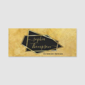 Luxe Elegant Gold Glitter Marble Script Naamplaatje (Voorkant)