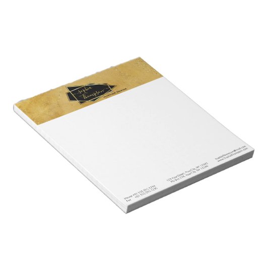 Luxe Elegant Gold Glitter Marble Script Notitieblok (Schuin)