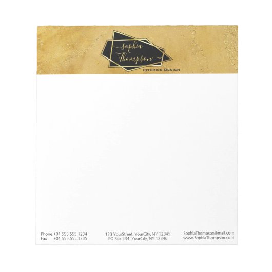 Luxe Elegant Gold Glitter Marble Script Notitieblok (Voorkant)