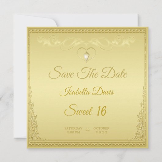 Luxe Elegant Gold  hoek grens Invitati Kaart (Voorkant)