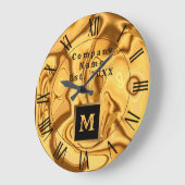 Luxe Elegant Gold Marble Monogramma Grote Klok (Hoek)