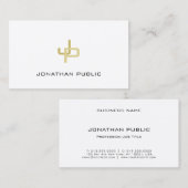 Luxe Elegant Gold Monogram Professional Modern Visitekaartje (Voorkant / Achterkant)