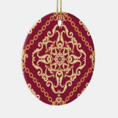 Luxe Elegant Gold Ornament Red Classic foto (Rechts)